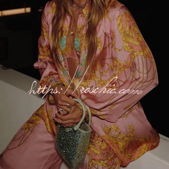 Vibrant Pink and Gold Patterned Roschic Matching Set - Picture 5 of 9